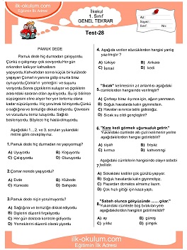 1. sınıf genel tekrar testleri